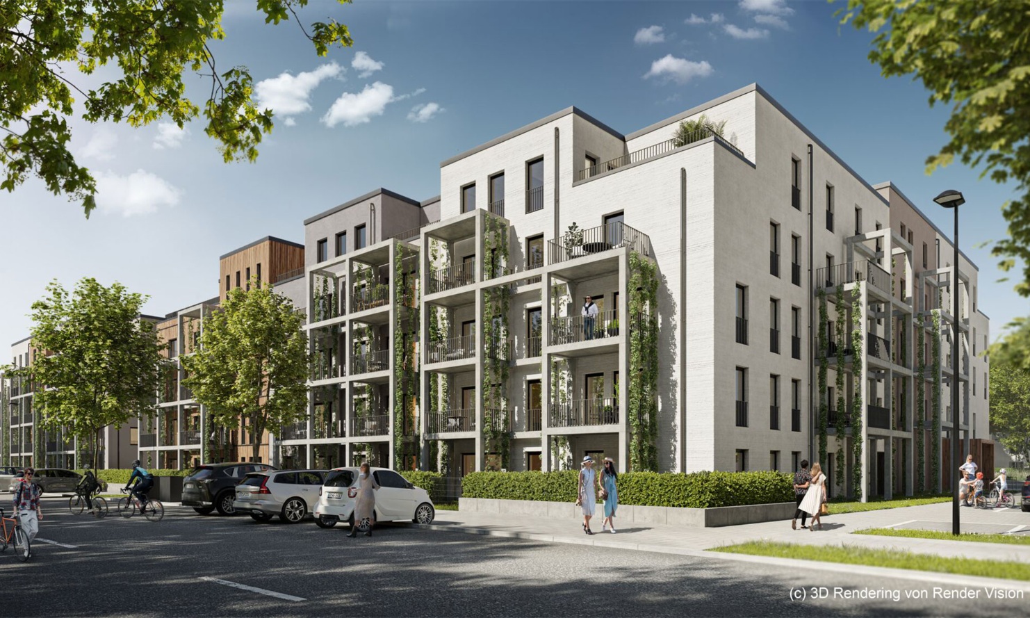 Rendering des Wohnprojekts Arche-Noah vorne