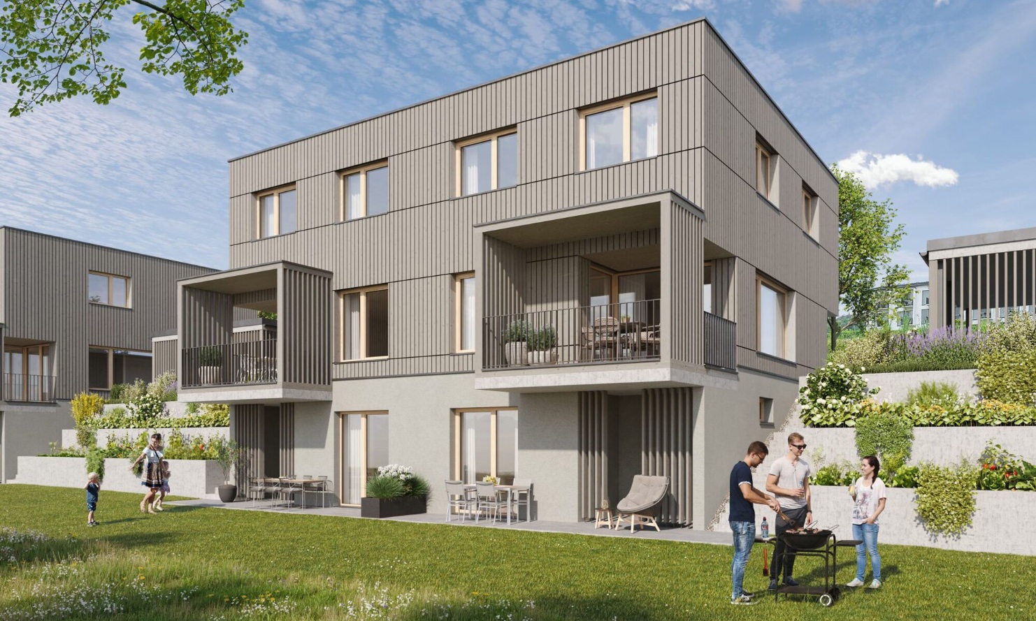 Rendering Wohnbau für Familien Kloster Hegne