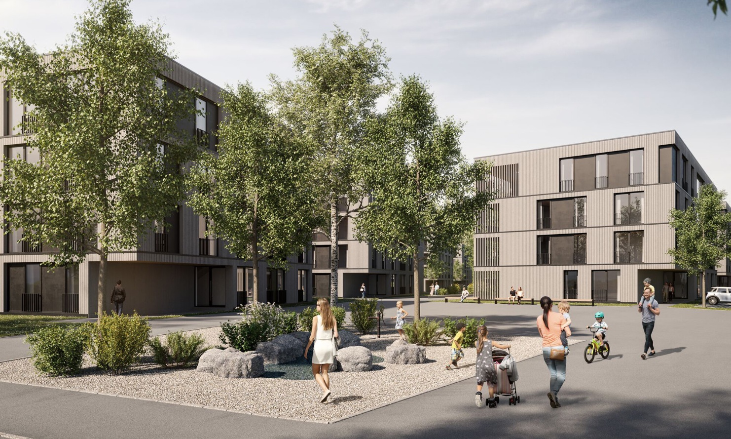 Rendering de l'ensemble résidentiel NaturELLA vu de face